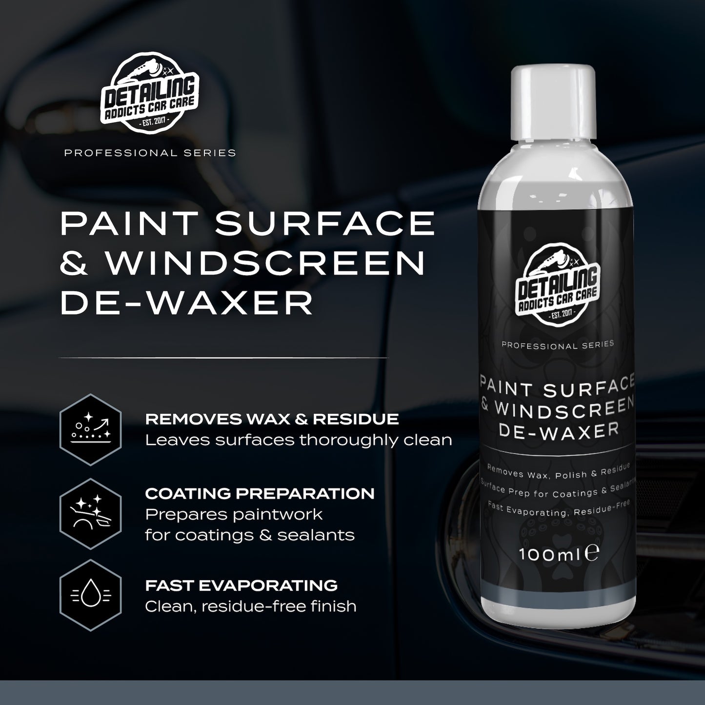 Ceramic Coating Prep & Protect Kit - Ceramic Coating 50ml + Paint Surface & Windscreen De-Waxer 100ml