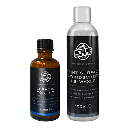 Ceramic Coating Prep & Protect Kit - Ceramic Coating 50ml + Paint Surface & Windscreen De-Waxer 100ml