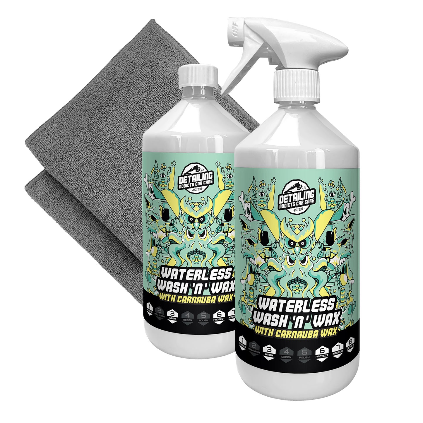 Waterless Wash & Wax 2 x 1L (with 2 Microfibre Cloths)