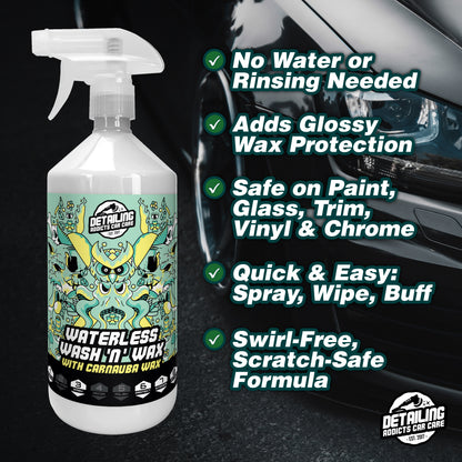 Waterless Wash & Wax 2 x 1L (with 2 Microfibre Cloths)